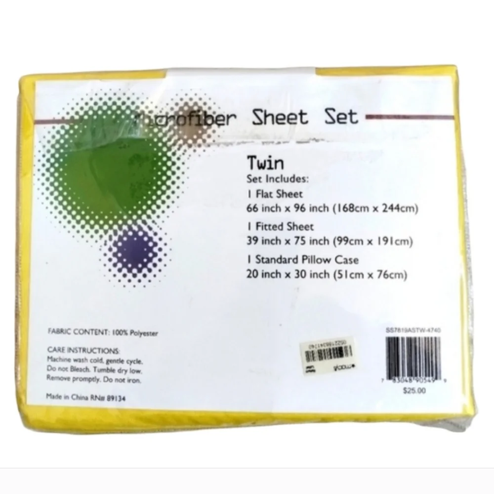 TWIN SHEET SET New YELLOW MICROFIBER Graffiti